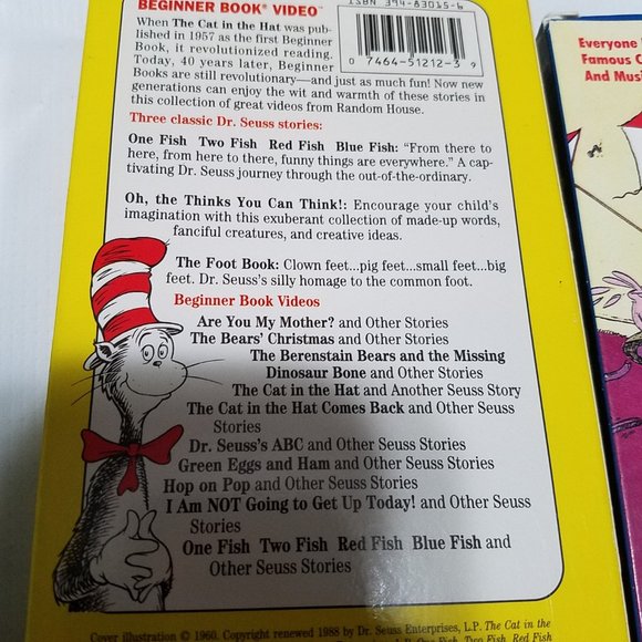 Dr. Seuss 3 VHS Lot: The Cat in the Hat, Green Eggs and Ham, One Fish Two Fish - Picture 5 of 7
